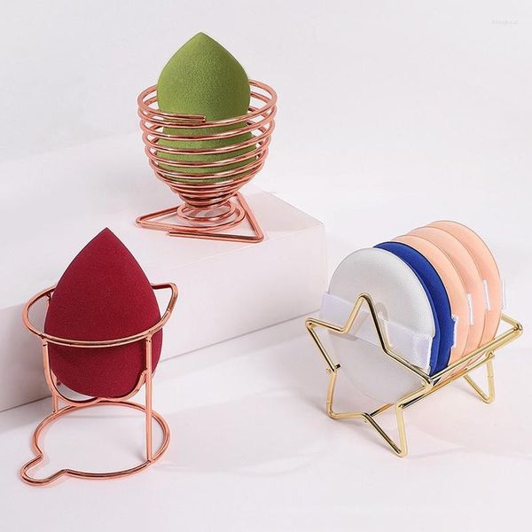 Caixas de armazenamento 1 peça Metal Beauty Egg Make Up Organizer Almofada de ar Suporte para sopro de pó Rack Multicamada Gaveta de maquiagem de camada dupla