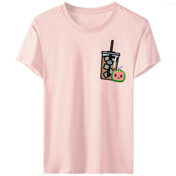 Camisetas femininas femininas Running On Fun Coffee Watermelon Camisa de manga curta solta Casual Feminina Swim Tee