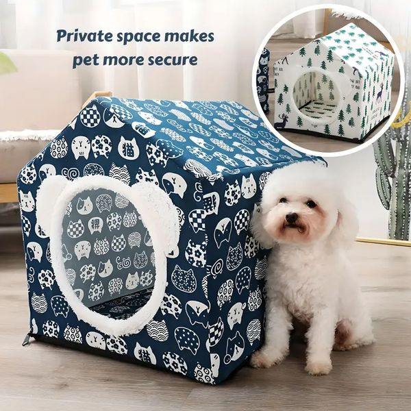 Pet Cat Bed House Tenda Four Seasons General Cat Semi-Fechado Hut Canil Villa Summer Cool Bed For Cat Dog Washable Pet Suprimentos