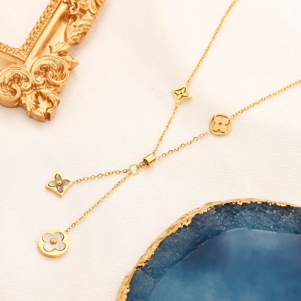 Брендовое роскошное дизайнерское ожерелье из золота 18 карат, подвеска из нержавеющей стали, длинная цепочка для путешествий, вечерние ювелирные изделия, дизайнерский подарок для женщин GFT5
