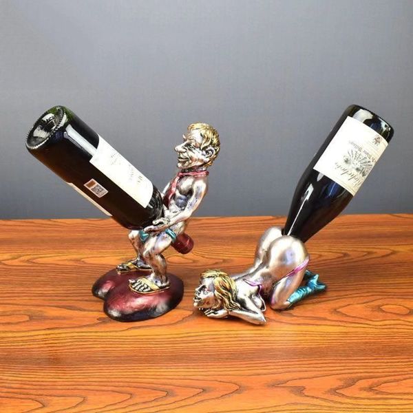 Декоративные предметы фигурки мужчин и женская смола держатель бутылок вина европейский творческий орнамент оленя