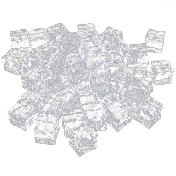 Вазы 200 ПК питьте гарниром имитируемым ледяным декоративным фальшивым кубиком Акрил 1x1x1cm Искусственные чистые многоразовые