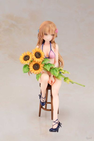 Figuras de brinquedo de ação anime girassol menina baise noz modelo brinquedo sentado acessórios cadeira girassol boneca ornamento decoração figura ação