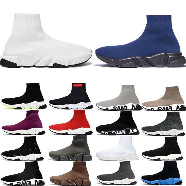 2023 calzino scarpe uomo donna Designer Bianco Nero Rosso Beige Rosa Suola trasparente Scarpe eleganti con lacci Giallo neon Calze da donna da uomo Speed Runner Scarpe da ginnastica con plateau piatto