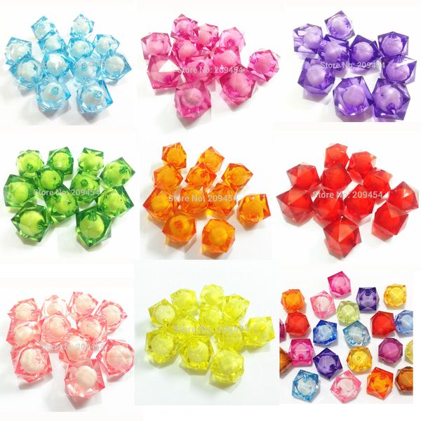 Atacado Lucite Plástico Acrílico 8mm 10mm 12mm 16mm 20mm Chunky Transparent Cube Faceted Beads In Para Moda Joias DIY Beads Bags Make 230710