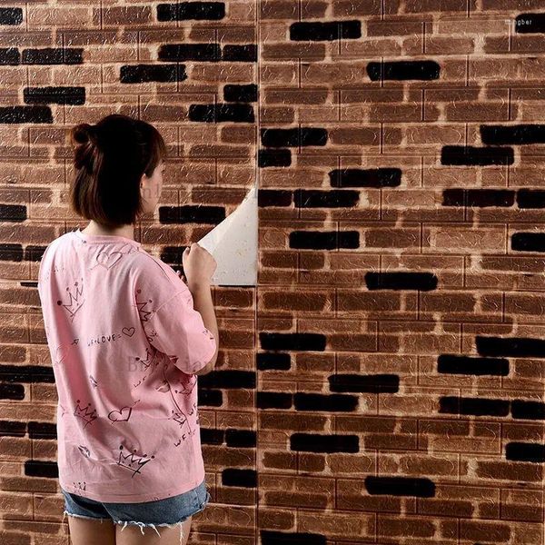 Adesivos de parede 3D faça você mesmo PE Espuma Mármore Tijolos Papéis de parede engrossam e autoadesivos à prova d'água Cozinha Banheiro Casa Decalque Decoração