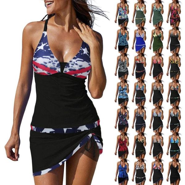 Costumi da bagno da donna Tankini Costume da bagno normale in 2 pezzi Gonna da bagno a vita alta con costume da bagno corto da surf Costume da bagno da donna