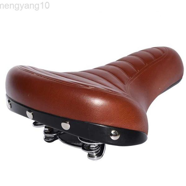 Bisiklet Saddles Rahat Yol Bisiklet Koltuğu Yumuşak Geniş Kıkırdak Bisiklet Eyer Vintage Beyaz Siyah Deri Pedi Bahar Bisiklet Parçaları HKD230710