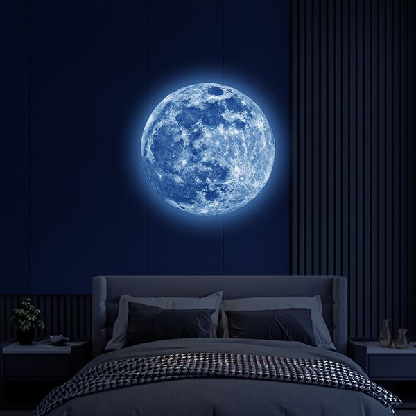 3D Wall Panel Estetica Luminosa Moon Sticker Glow In The Dark Fluorescente PVC Home Camera dei bambini Decalcomanie Decor Wallpaper 230707