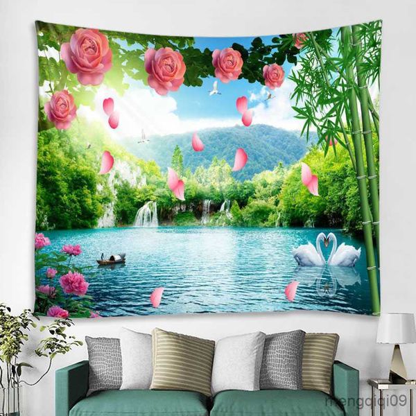 Arazzi Woods River Waterfall Wall Hanging Tapestry Wall Hanging Wall Art Decoration R230710