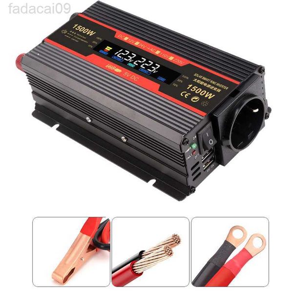 Avviatore di emergenza per auto Alimentazione CC 12V a CA 220V Inverter a onda sinusoidale pura 2600W3000W Convertitore voltmetro a led Trasformatore per veicoli Presa universale UE HKD230710