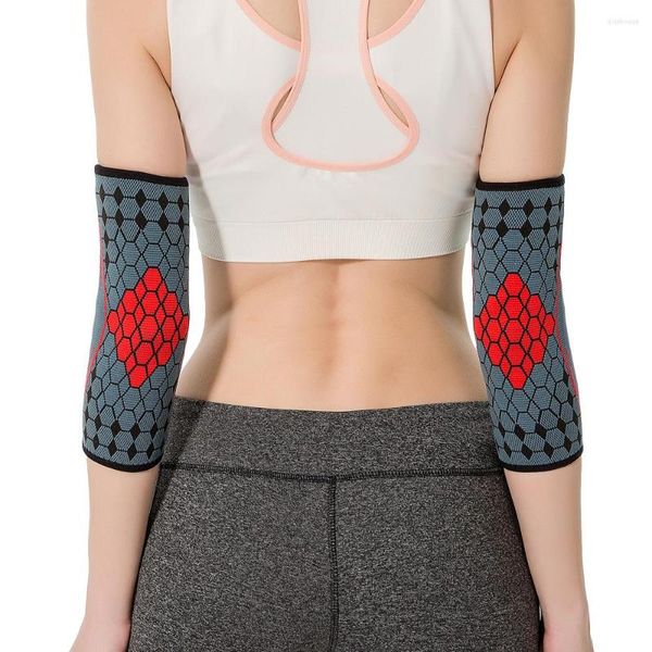 Knieschützer, elastische Bandage, Ellenbogenstütze, gestricktes Nylon, rutschfeste Kompressionsprotektoren, Waben-Jacquard-Fitness-Klammerschutz