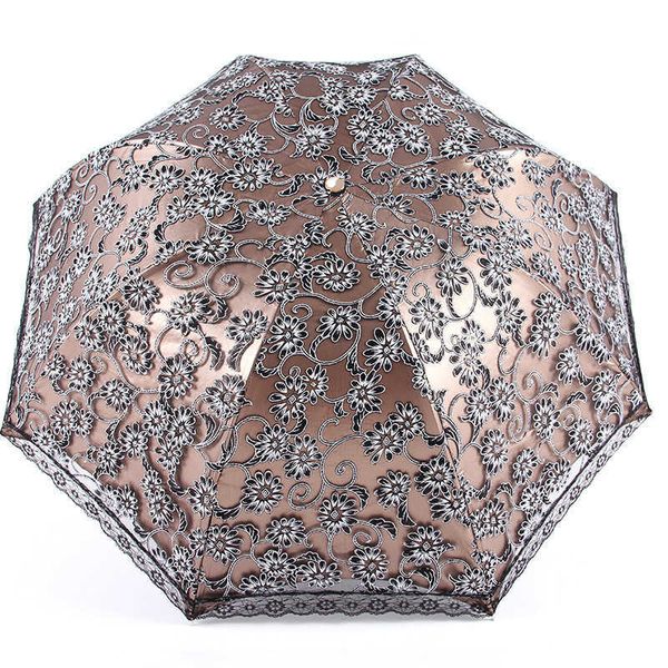 Guarda-chuvas Princesa Umbrella Sunshade Lace Anti-Sunshine Ombrelle Mulheres Anti-Ultravioleta Borracha Sun Sunshine e Chuva Dual-Propósito
