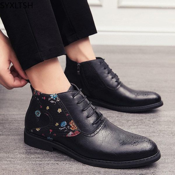 Scarpe eleganti in vendita Nero per uomo Stivali alla caviglia formale Oxford Botas Offerta speciale Saldi