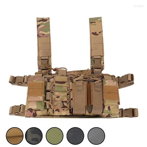 Jaquetas de caça tático militar peito rig colete com bolsas ajustáveis treinamento tiro acessórios coletes para cs wargame exército