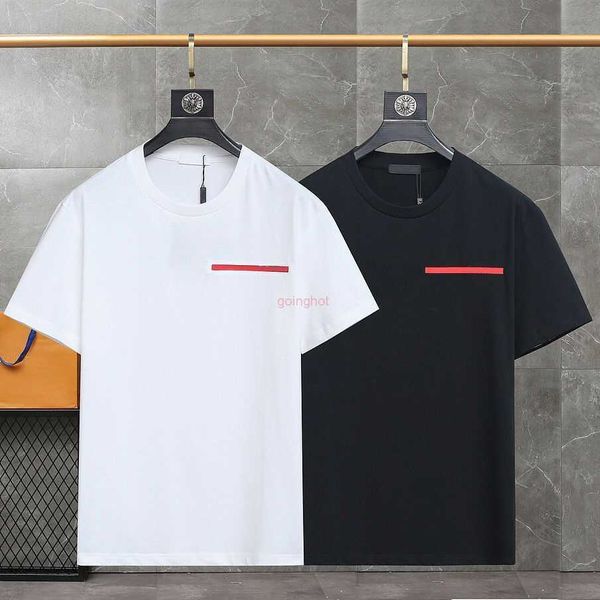 Camiseta masculina primavera verão designer nova camiseta feminina férias manga curta moda casual estampa monograma bordado preto e branco faixa de tamanho superior personalizável S-XXL