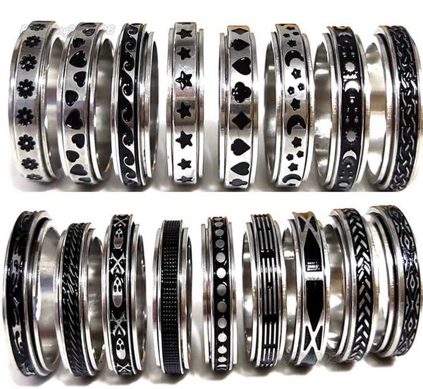 50pcs multi-stili Mix Rotating Spin Rings Uomo Donna Spinner Ring all'ingrosso Ruota Band Finger Rings Party Jewelry