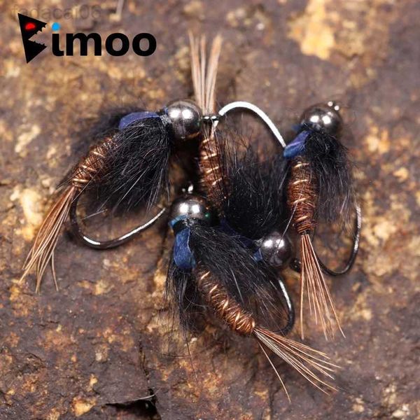 Iscas Iscas Bimoo 6PCS #8 #10 #12 Flash Back Pheasant Tail Ninfa Wet Fly Rocky River Trout Fly Fishing Flies Bait Lure Tungsten Bead Head HKD230710