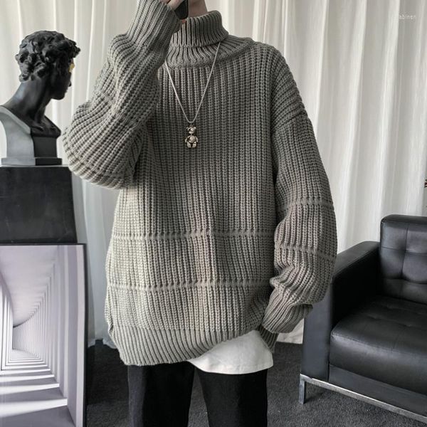 Erkek Sweaters Sonbahar Kış Erkek Sıradan Yavaş Yelelken Külot Uzun Kollu Rollneck Kazak Kore tarzı Moda Sıcak Örme 5xl