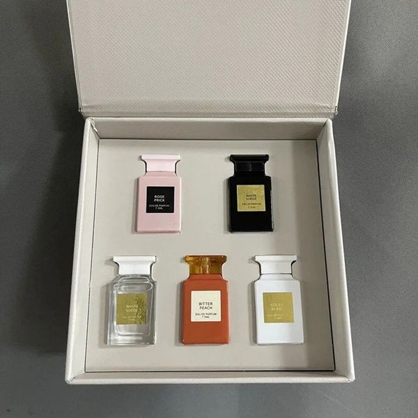 conjunto de perfume de designer 7,5 ml x 5/4 fabuloso ROSE WOOD BRANCO SUEDE lavanda cereja pêssego kit de perfume 5 em 1 caixa de presente para mulher