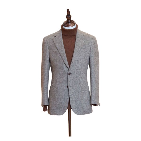 Blazer da uomo Piacenza Abito casual grigio monopetto in lana di cashmere