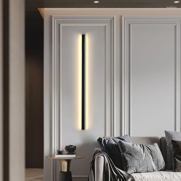 Wandleuchte, moderne Nachttischlampe für Schlafzimmer, Wohnzimmer, LED, lange Streifenlichter, nordische Dekoration, Spiegel-Hintergrundbeleuchtung, Wandleuchte