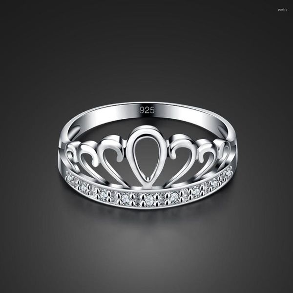 Anelli a grappolo Moda anello corona in argento sterling 925 per le donne gioielli alla moda da sposa regalo moderno CZ abbagliante