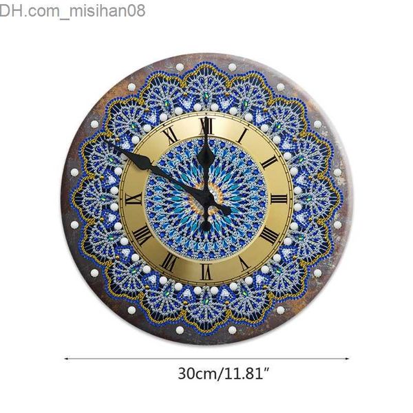 Wanduhren Mandala Diamant Malerei Uhr 5D Metalldose Diamant besticktes Kreuz Z230710