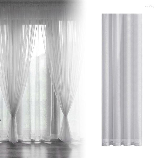 Cortina Voile Cortinas Transparentes Gaze Branca Painel Pendurado na Janela para Sala de Estar Filtragem de Luz para Cozinha Doméstica