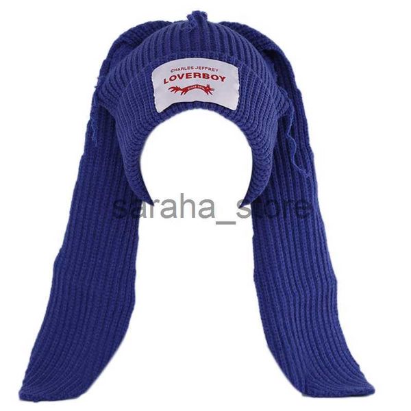 Beanie/Totenkopfkappen Skullies Beanie Langohrmütze Häkeln Strickmütze Niedliche Hasenmütze Hasenohren Hüte Für Frauen Winter Warme Hüte Warme Mützen R7RF J230710