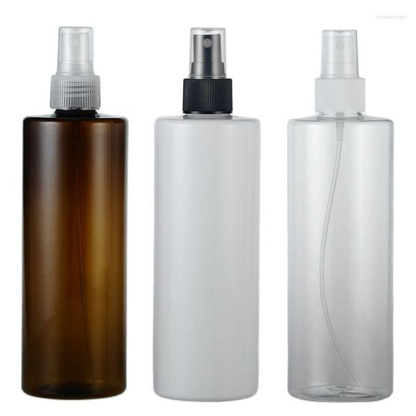 Aufbewahrungsflaschen, transparent, weiß, braun, 350 ml x 30, leer, nachfüllbar, flache Schulter mit Sprühpumpe, Kunststoff-Kosmetikbehälter, Verpackung
