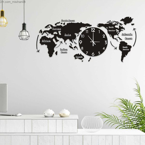 Duvar Saatleri Dünya Haritası Aile Yatak Odası Duvar Kişilik Diy Aile Modern Stil Dekorasyon Çocuk Odası Duvar Saati Z230710
