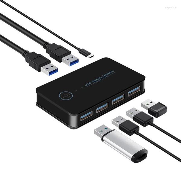 3.0 KVM Anahtar USB Paylaşılan Anahtarlayıcı 2 Girişler Dizüstü Bilgisayar PC Klavye Fare Yazıcı Denetleyicisi Hub Adaptörü için 4 Çıkışlar