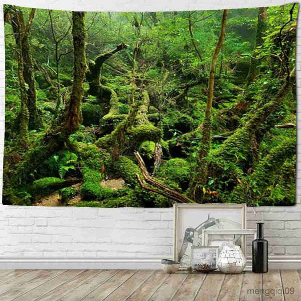 Tapeçarias Nature Forest Landscape Wall Hanging Tapeçaria Art Deco Cobertor Cortinas Quarto Decoração Sala R230710