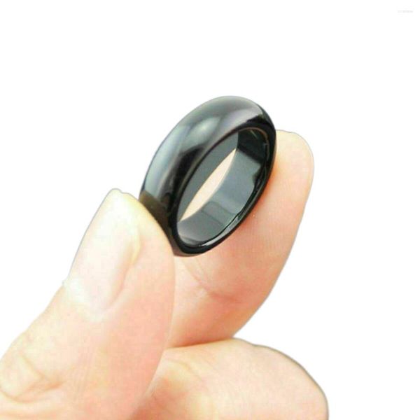 Cluster-Ringe 10 Stück Großhandel China natürlicher schwarzer Achat Jade handgeschnitztes Band