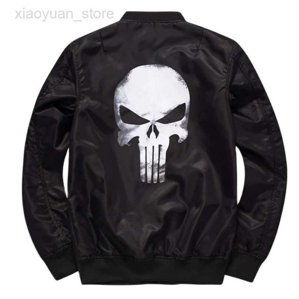 Jaqueta Masculina Jaqueta Bomber Jaqueta Masculina Crânio Impresso Exército dos EUA Jaqueta Militar Outono MA1 Roupas Masculinas Tamanho Grande 5xl 6xl 7xl 8xl HKD230710