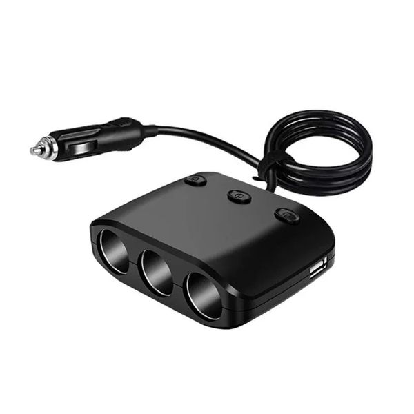 Divisor de isqueiro de carro 12V 24V 120W adaptador de carregador de carro USB duplo com interruptor