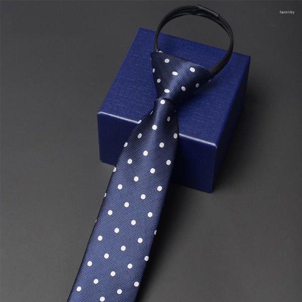 Papillon da uomo di marca da 6 cm con cerniera cravatta da uomo di alta qualità da lavoro cravatta moda collo sottile formale per blu classico