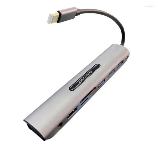 USB-C-Hub, 9-in-1-USB-C-Adapter mit PD und MiniDP VGA, SD/TF-Kartenleser, 3 x High-Speed-3.0-Port für Notebooks