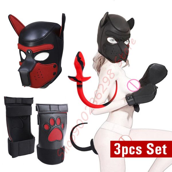 Sex Toys For Couples SM Sex Slave Game Dog Paw Crawl Guanto in pelle Fetish Pet Roleplay Hood Mask Pup Tail Plug Bdsm Toy Erotic Bondage Puppy Play Set 230710