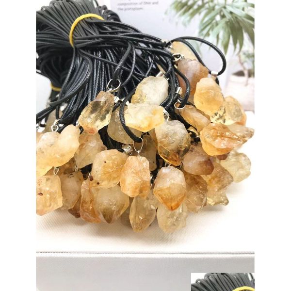 Подвесные ожерелья натуральное желтое кристаллическое ожерелье Энергия Камень Циртирование Медитация йога Подарок оптом капли доставки ювелирные украшения джхау