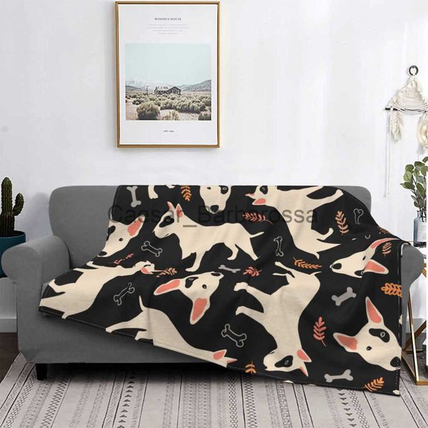 Cobertores Bull Terrier Cobertores de Malha Presente para Animal Amante de Cão Cobertor de Lã Quarto Sofá Decoração Ultra Suave Quente Colchas x0711