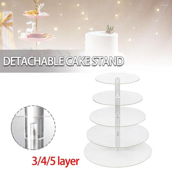 Bakeware Araçları 3/4/5 Tier Kristal Akrilik Kek Stand Yuvarlak Cupcake Tutucu Raf Düğün Doğum Günü Kupası Ekran Dekorasyon