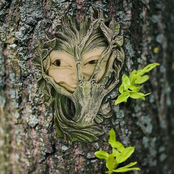 Kadınlar yüz ağacı dekor reçine bahçe peeker heykel heykel diy ağaçları sarılmak duvar sanat mistik dekorasyon süslemeleri l230620