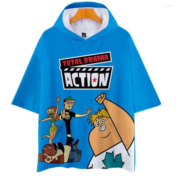 Erkek Tişörtleri Karikatür Total Drama Tshirt 3d Kadın Kapşonlu T-Shirt Yaz Kısa Kollu Harajuku Streetwear Unisex Komik Giysiler