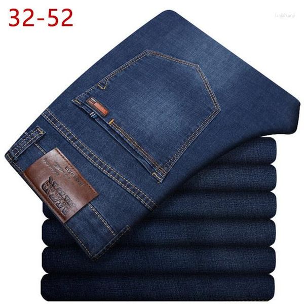 Erkek kot pantolon artı erkek klasik klasik düz baggy erkek yaz ince gündelik gevşek fit denim pantolon kral pantolon tulum