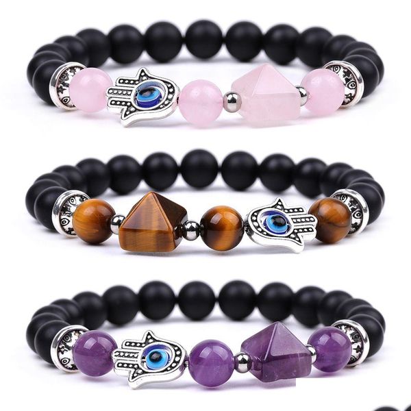 Charm Armbänder Reik Heilung Natürlicher Kristallstein Türkischer böser Blick Handarmband Amethyst Aventurin Tigers Drop Lieferung Schmuck Dhjmc