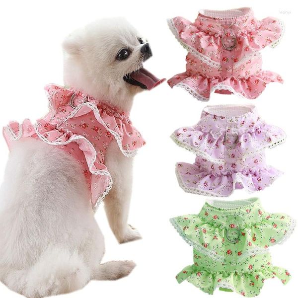 Collari per cani Summer Spring Fiore rosa Accessori per cani di piccola taglia Gatti Chihuahua Imbracatura e guinzaglio Set Gilet per cuccioli Guinzagli per animali domestici