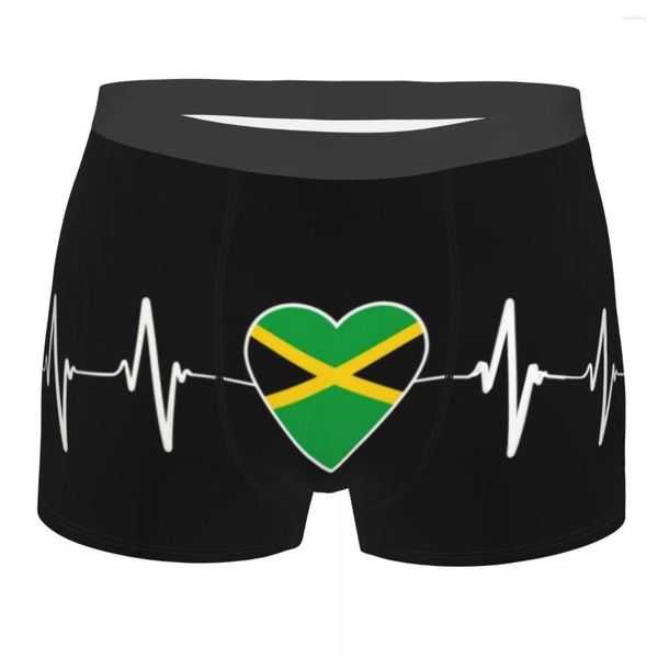 Cueca Jamaican Heartbeat Jamaica Flag Cueca Masculina Sexy Print Custom Boxer Shorts Cueca Breathbale