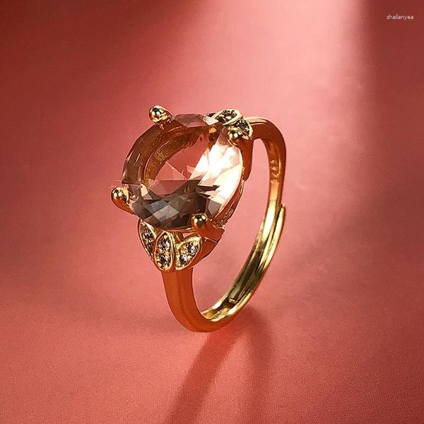 Eheringe Mode Bunte Edelstein Ring Überzogen Mit Gold Spot Licht Luxus Anti Farbe Schatz Schmuck Großhandel AJZ-092